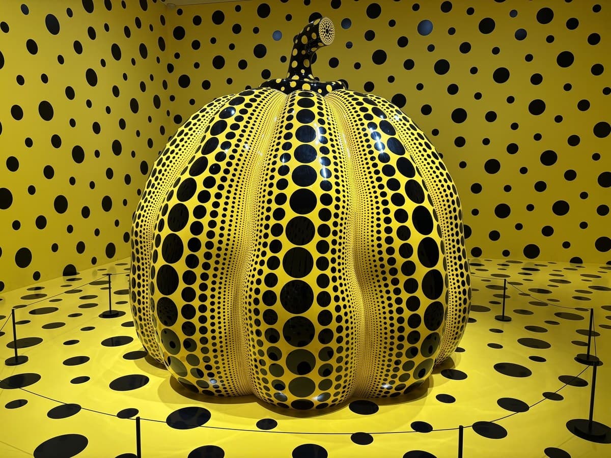 Yellow polka-dot pumpkin by Yayoi Kusama at the Matsumoto City