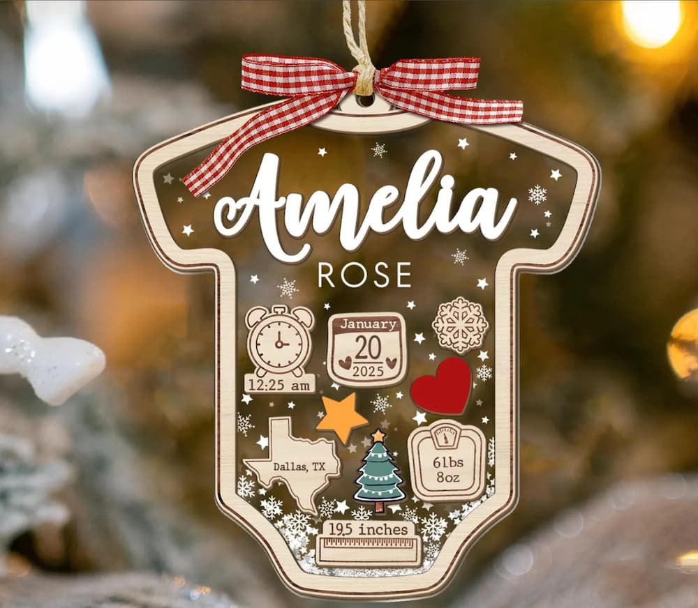 Baby's First Ornament on a tree