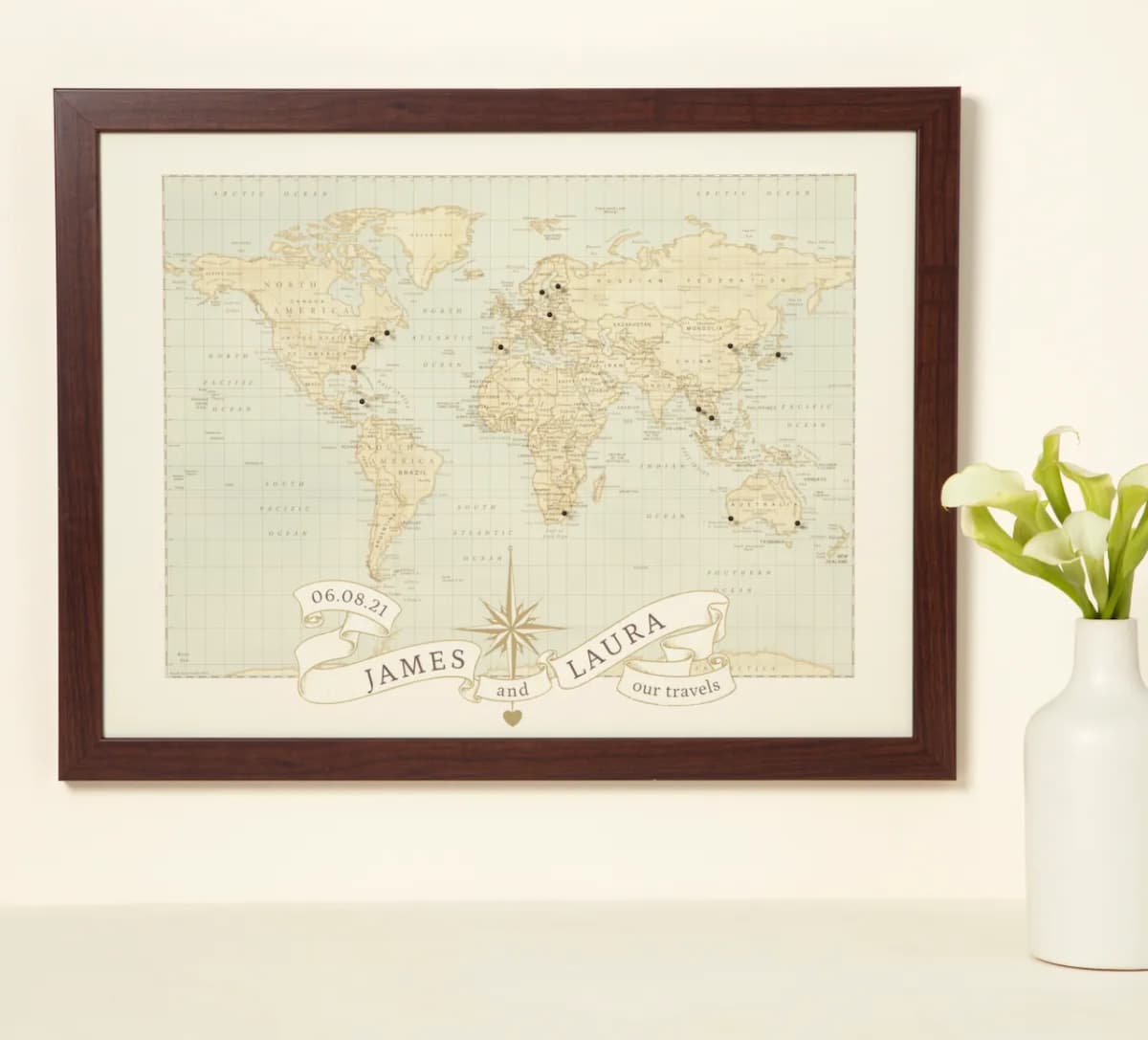 customized travel map wal art