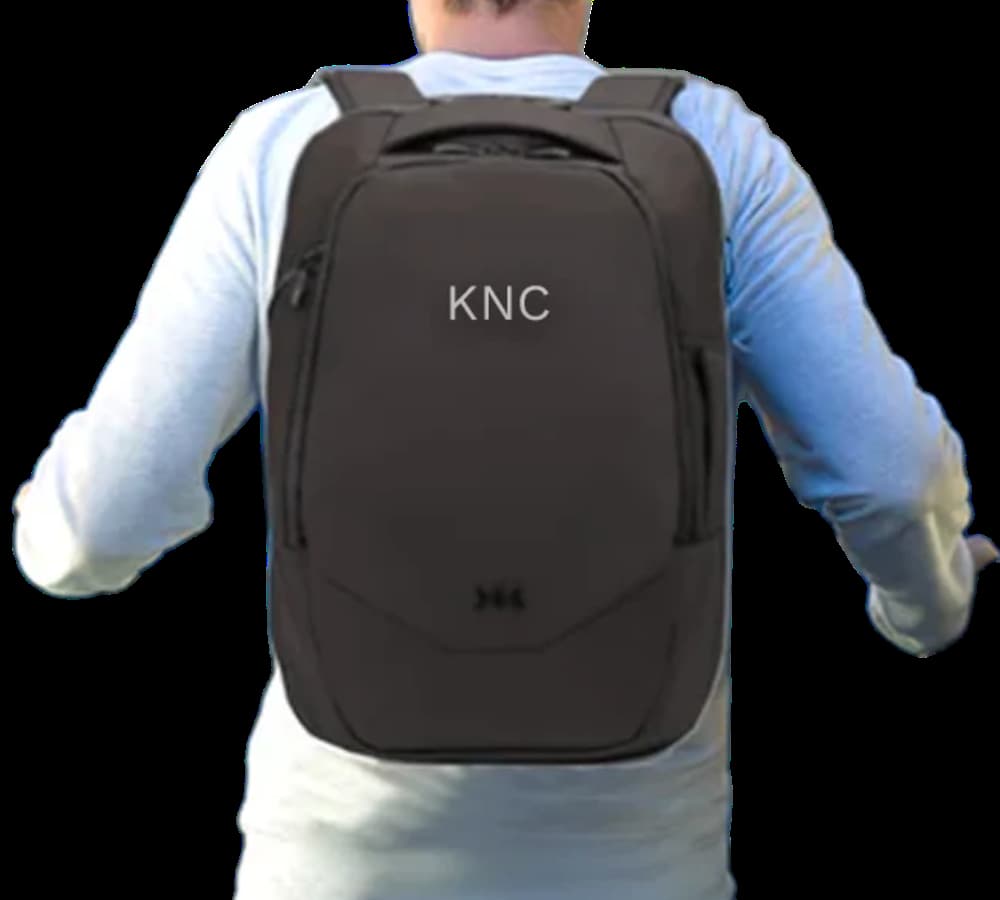 customzied backpack on a man's back
