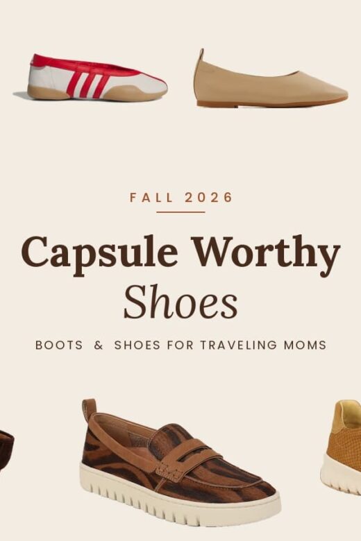 fall capsule shoes for traveling moms