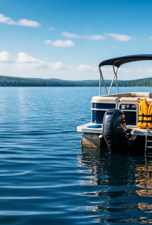 pontoon boat on the lake