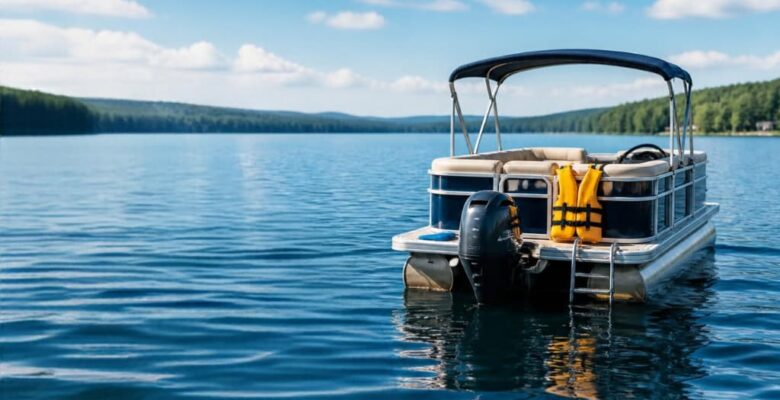 pontoon boat on the lake