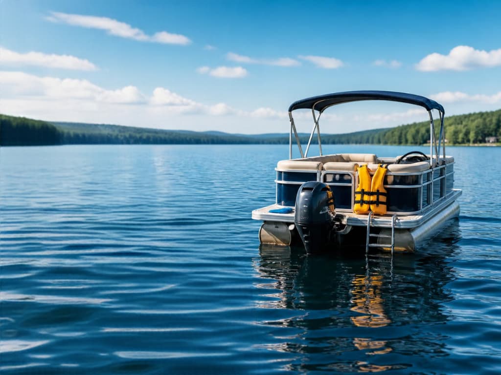 pontoon boat on the lake